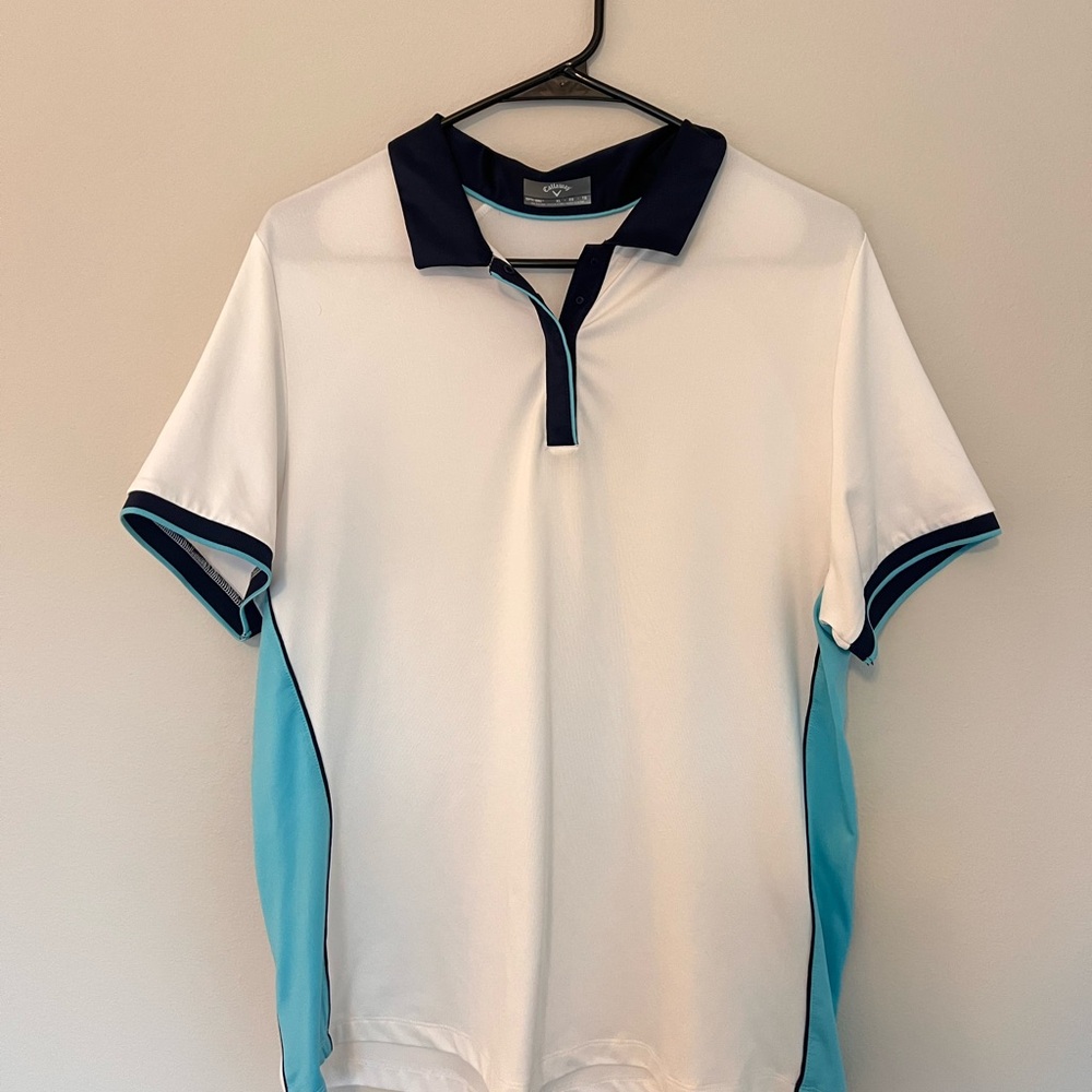Women’s White and Blue Polo Shirt